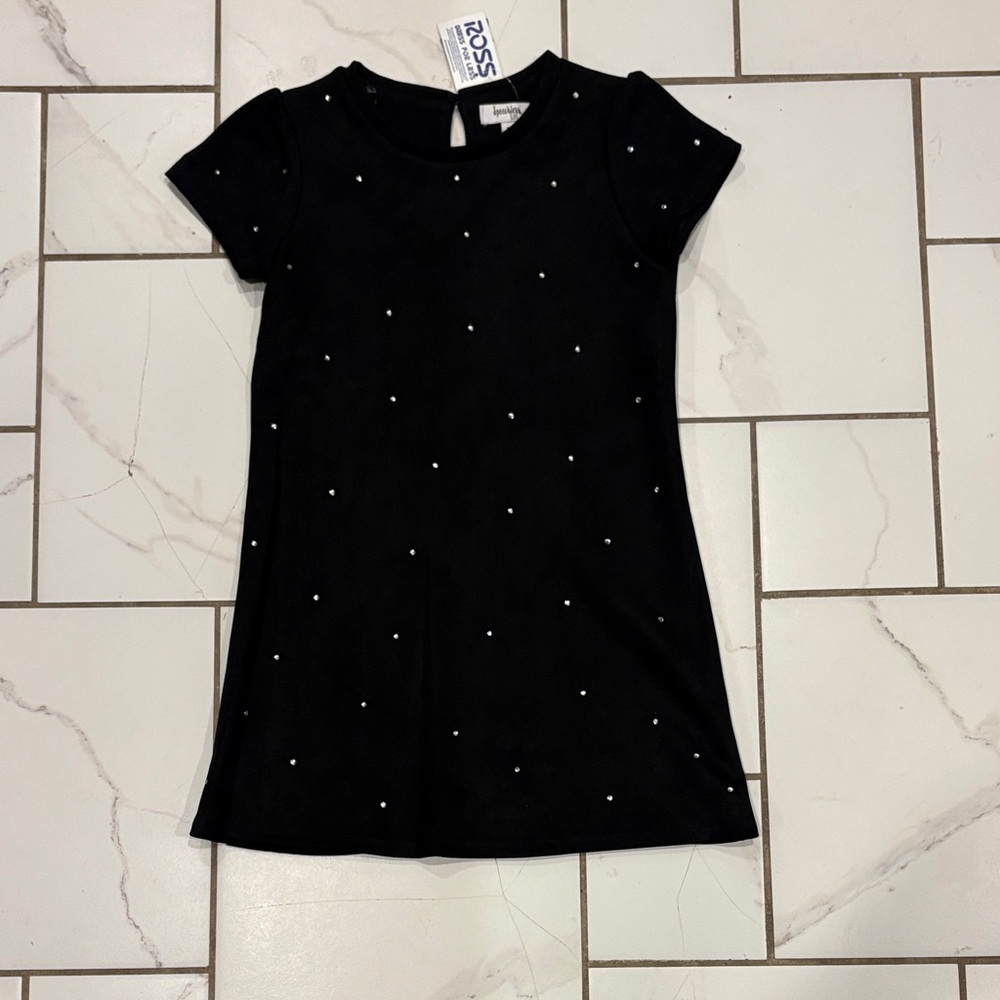 Girls Speechless Black Suede-Feel Dress with Crystals - NWT Sz 10